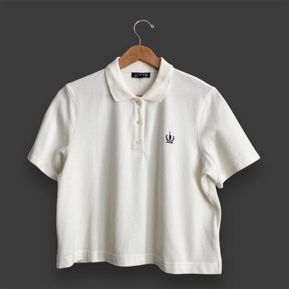 JCrew Polo Shirt Boxy Crop Preppy Resort Golf Quiet Luxury Old Money Vintage S - Picture 9 of 13